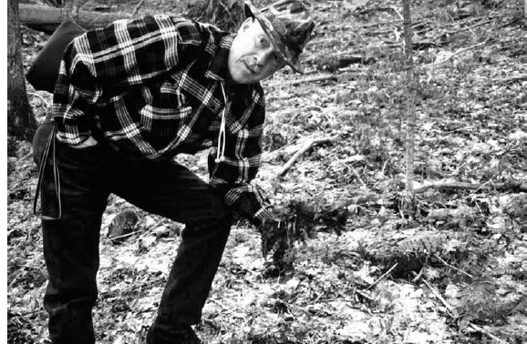 Glen Facemire, noted West Virginia ramp grower, in the woods...