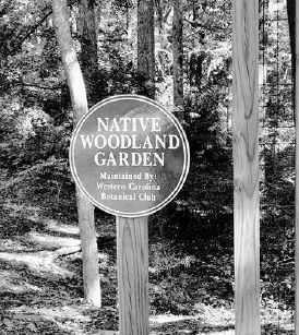 Sign at the entrance to the Native Woodland Garden at the Bullington Gardens in Hendersonville, North Carolina...