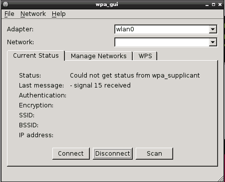 The Wifi Config screen