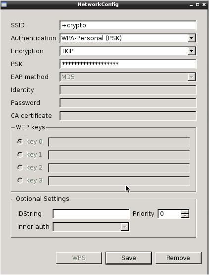 NetworkConfig window