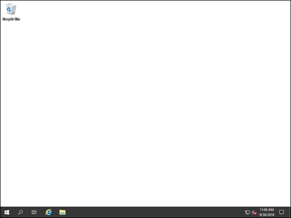 Screen capture of the Desktop with a Start button at the bottom left and Recycle Bin at the top left.