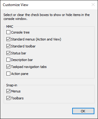 Screen capture depicting Customize View dialog box.