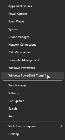 Screen capture depicting drop-down menu with Windows PowerShell option.