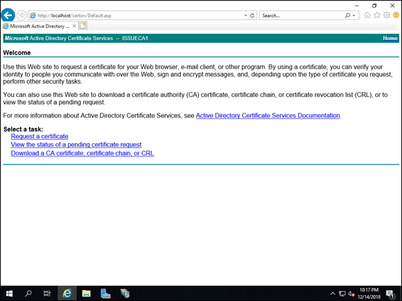 Screen capture depicting Web Enrollment page.