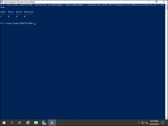 Screen capture depicting accessibility.dll output from PowerShell.