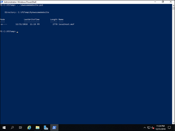 Screen capture depicting . .\AwesomeWebsite.ps1 command output in PowerShell.