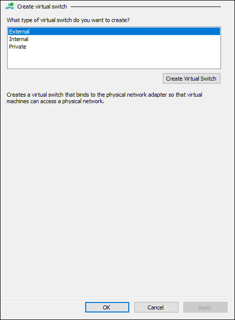 Screen capture depicting Create Virtual Switch screen.