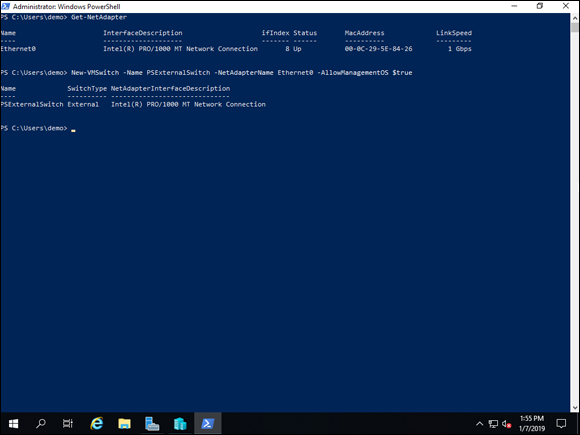 Screen capture depicting Get-NetAdapter command output in PowerShell.