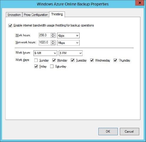 Configuring bandwidth throttling for online backups.