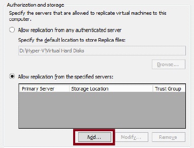 Authorizing primary servers for the local replica server.