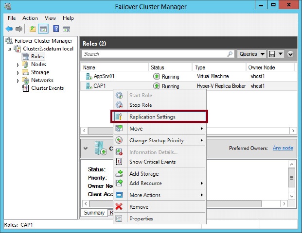 Configuring replication settings for the cluster.