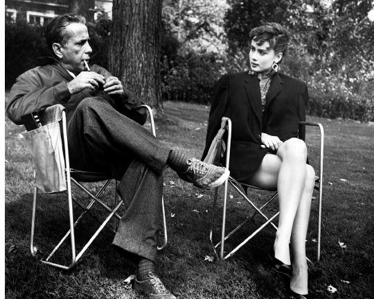 With Humphrey Bogart, on Sabrina location...