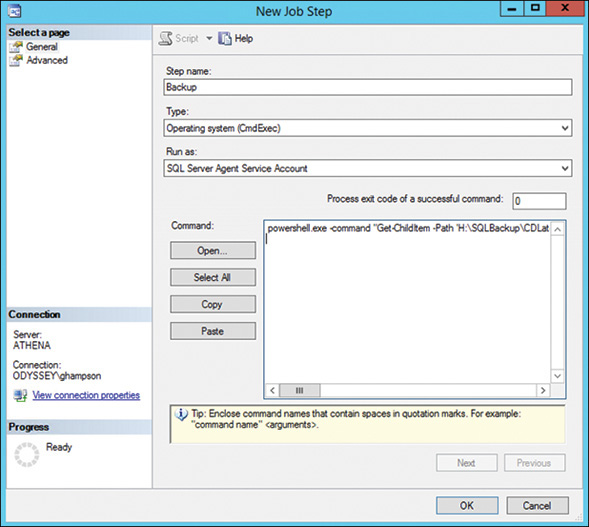 A screenshot shows New Job Step dialog box.