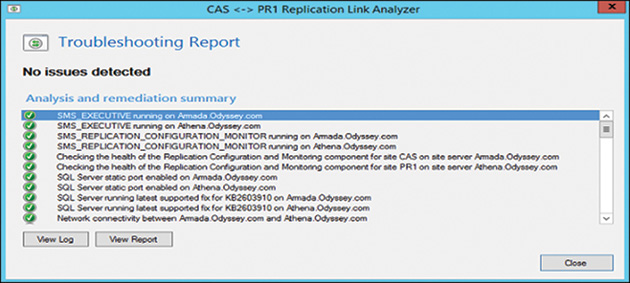 A screenshot shows CAS <-> PR1 Replication Link Analyzer dialog box.