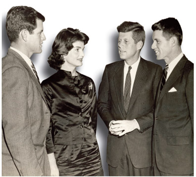 Family, family, familyThe roots of Jackie’s allure went deep, as shown by the fascination of Bobby for his sister-in-law in this retro-photo from the early days of the JFK’s marriage. From left to right, Teddy, Jackie, JFK, and RFK.