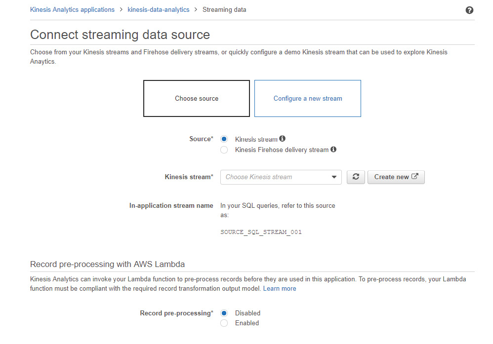 Figure 5.36: A screenshot showing how to connect the application with the streaming data source