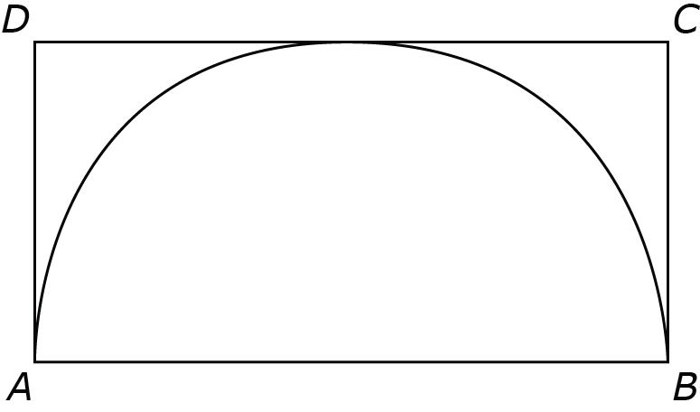 Shown is a semicircle circumscribed by rectangle ABCD.