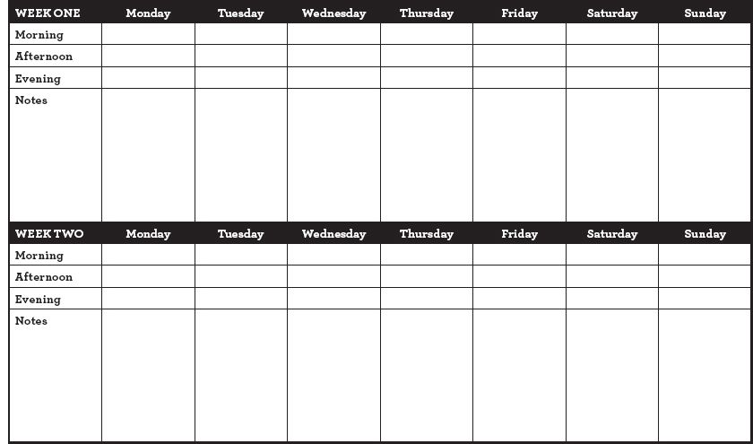 Table 3. Weekly Feelings Chart