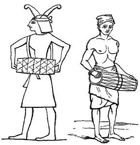 ANCIENT EGYPTIAN AND MODERN SINGHALESE TOM-TOM BEATERS.