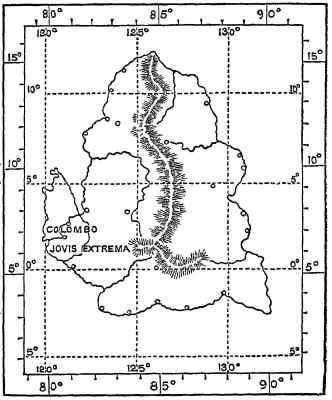 Position of Colombo according to Ptolemy