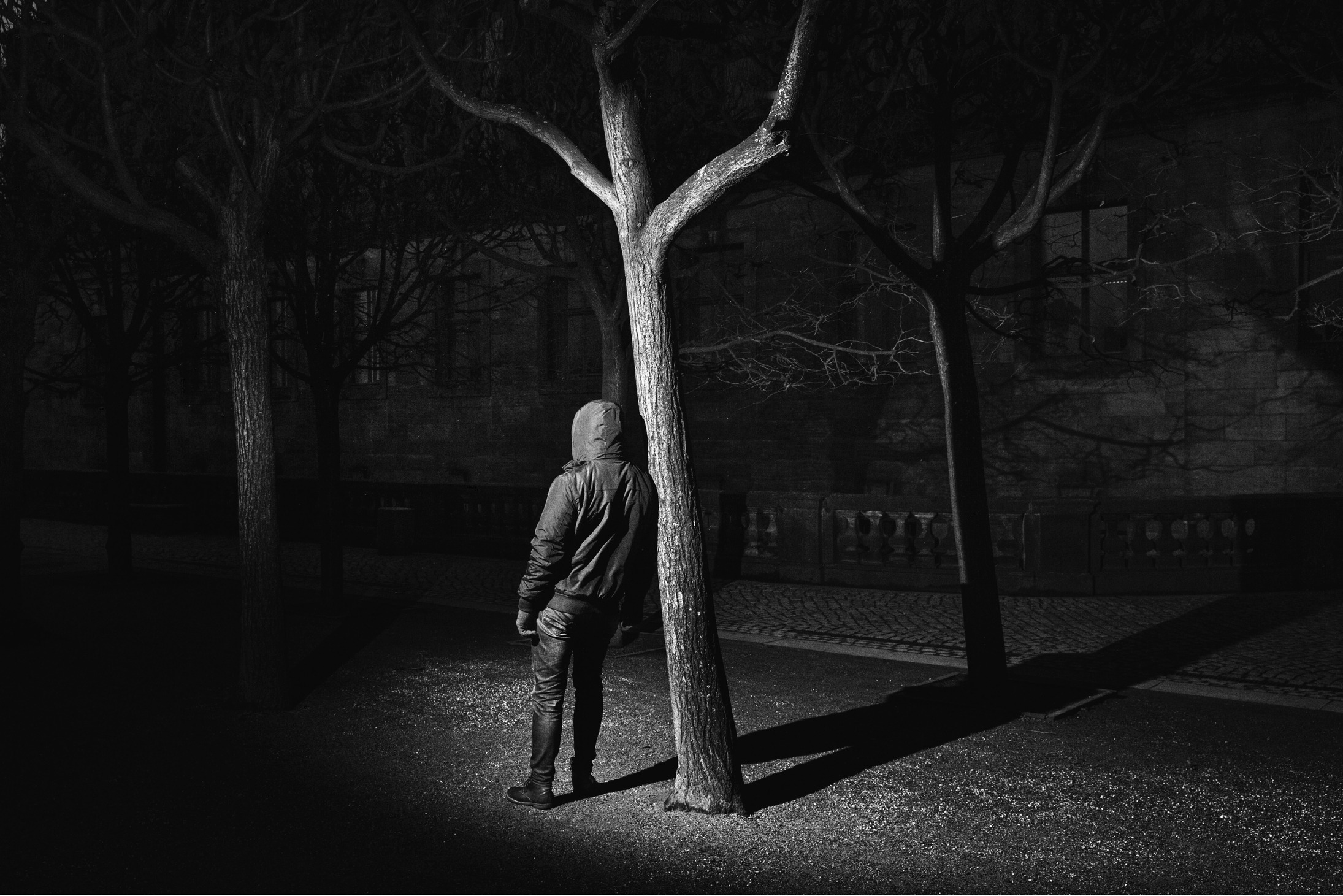 GERMANY. Dresden. 2015. Majid, a Syrian refugee who arrived in europe through Greece in the summer of 2015 is photographed in late november in downtown Dresden, the city where he now lives.