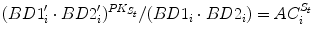 $$ (BD 1_{i}^{{\prime }} \cdot BD 2_{i}^{{\prime }} )^{{PK_{{S_{t} }} }} /(BD 1_{i} \cdot BD 2_{i} ) = AC_{i}^{{S_{t} }} $$