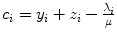 $$ c_{i} = y_{i} + z_{i} - \frac{{\lambda_{i} }}{\mu } $$