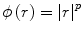 $$ \phi \left( r \right) = \left| r \right|^{p} $$