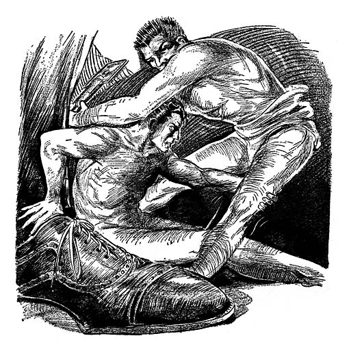 Illustration of O'Brien and Guanella fighting