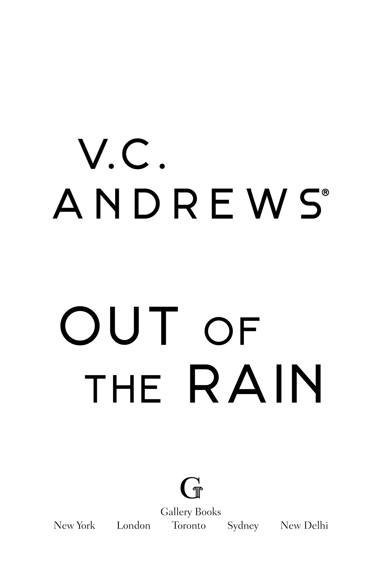 Out of the Rain, by V.C. Andrews, Gallery Books