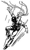 Illustration of a man parachuting out of a plane