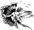 Illustration of a man and woman by the sea shore