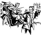 Illustration of a woman in a rickshaw