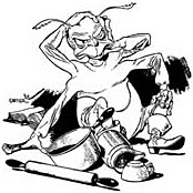 Illustration of an amusing four-armed creature