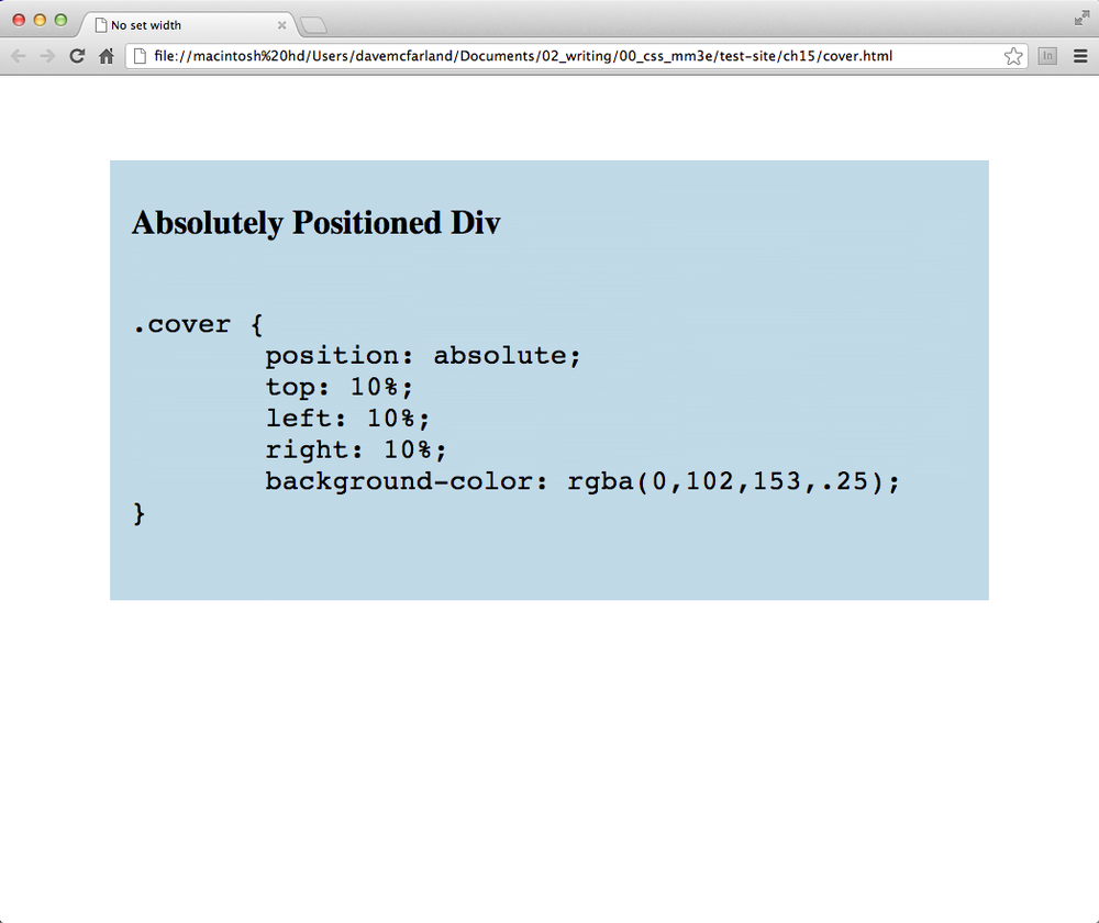 You can let a browser figure out an element’s width simply by setting both the left and right values of an absolutely positioned element.