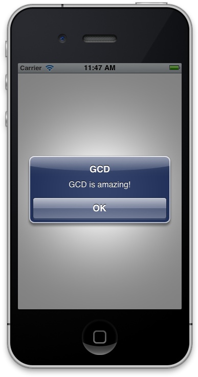 An alert displayed using asynchronous GCD calls