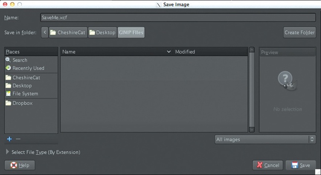 Saving images in GIMP