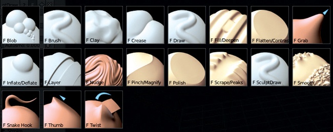 Blender’s default sculpt brushes