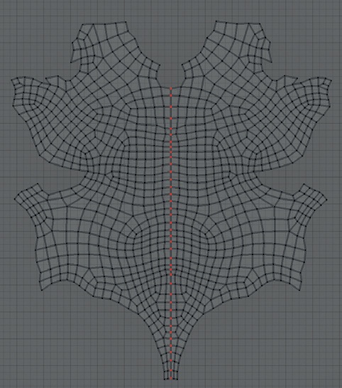 To get a symmetrical unwrap on the torso of the Bat Creature, I did a normal unwrap and then pinned the vertices down the center of the chest in a vertical line and unwrapped again. The result is a symmetrical UV island that will be simpler to texture later.