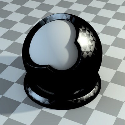 Different levels of hardness affect the look of specular reflections. This checkerboard texture is used to control the hardness. (You could also vary hardness using a texture map.)