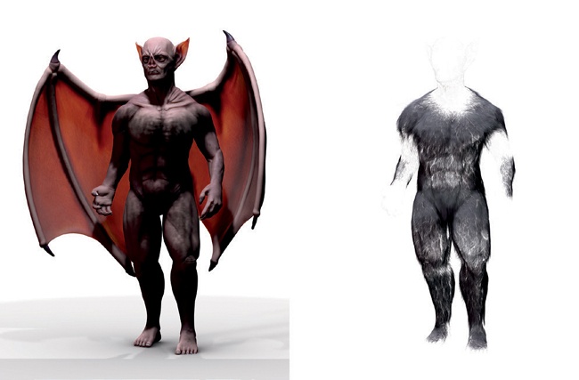 The two render passes for the Bat Creature