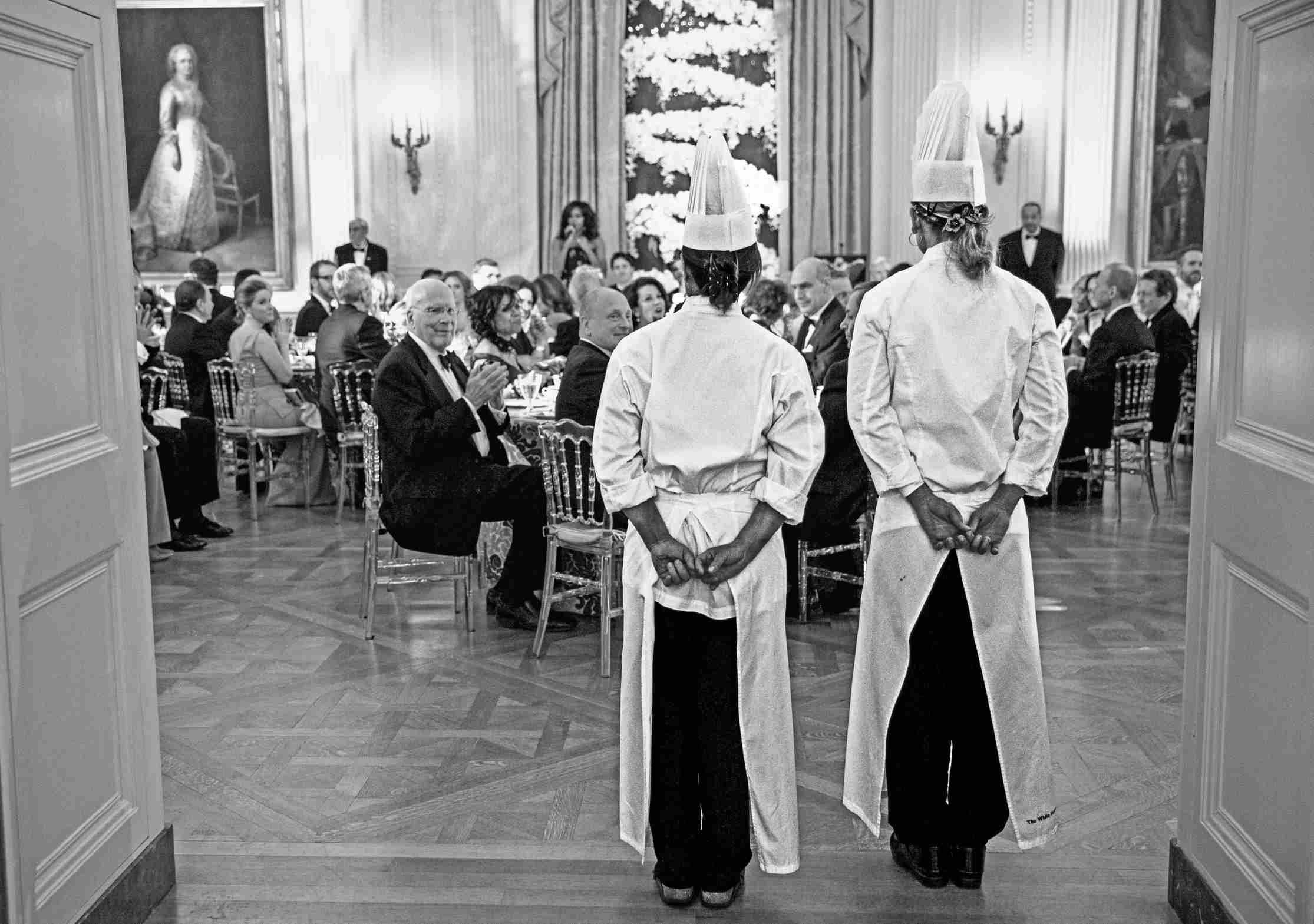 First Lady Michelle Obama delivers remarks thanking Executive Chef Cris Comerford and Executive Pastry Chef Susie Morrison during the State Dinner for Prime Minister Justin Trudeau of Canada and Mrs. Sophie Grégoire-Trudeau in the East Room of the White House, March 10, 2016. (Official White House Photo by Pete Souza)