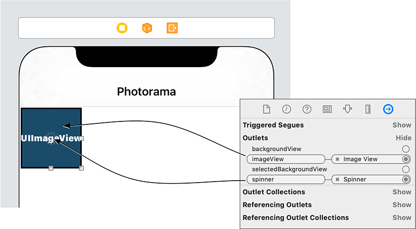 Connecting PhotoCollectionViewCell outlets