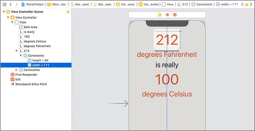 Selecting the width constraint