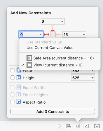 Adding constraints to the stack view