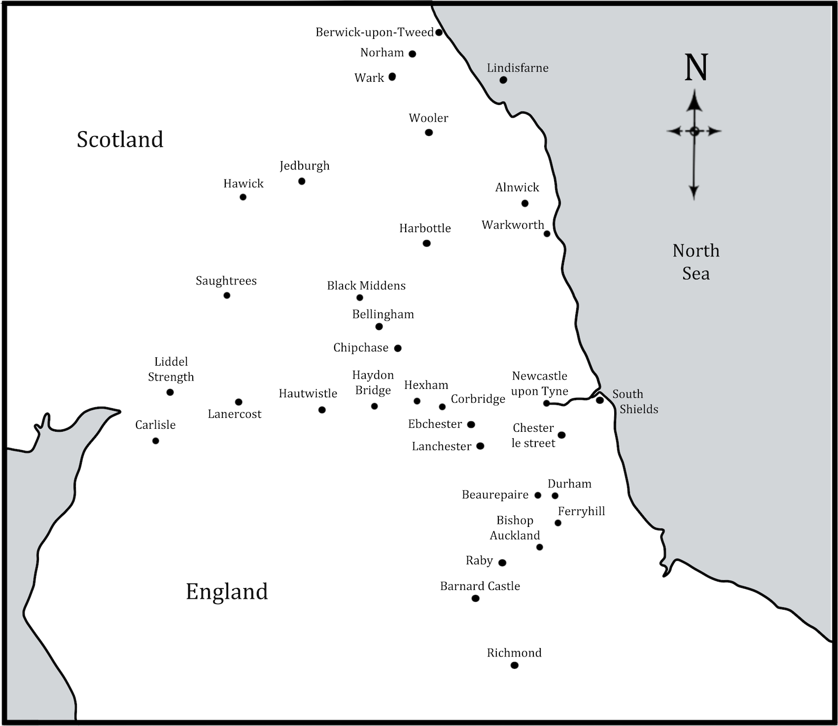 map of Anglo-Scottish Borders in 1346