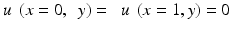 $$ u\;\left(x=0,\kern0.5em y\right)=\kern0.5em u\;\left(x=1,y\right)=0 $$