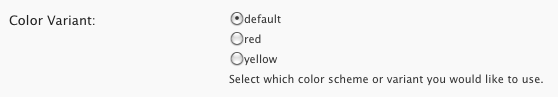 A radio button selection for the color variant