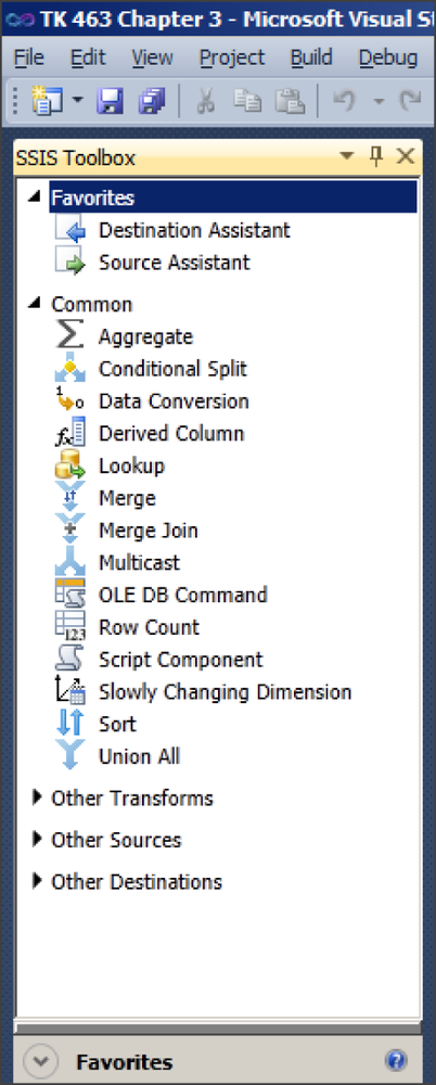 SSIS Toolbox in the context of a data flow task.