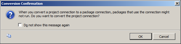 The Connection Manager Conversion Confirmation dialog box.